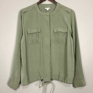 J. Jill Lightweight Utility Jacket Women’s Size M Zip Front Pockets Safari Olive